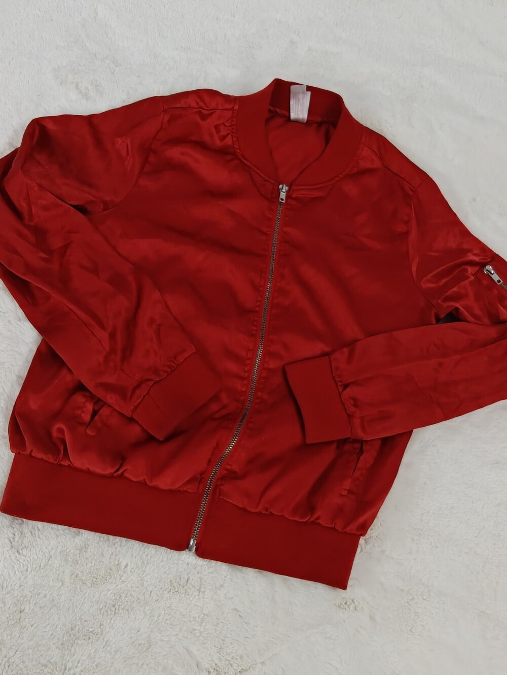 No Boundaries Satin Bomber Jacket S/CH(3-5) Red